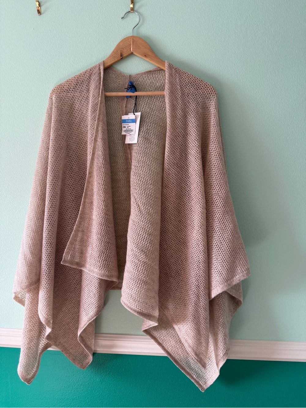 J. McLaughlin oatmeal Open-Front Knit Ruth Poncho - cashmere NWT